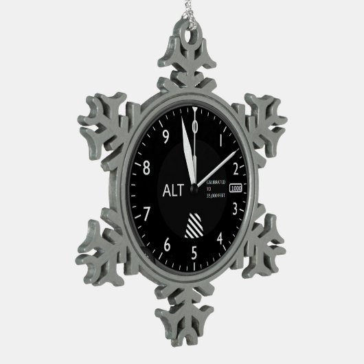 Flugzeughöhe Schneeflocken Zinn-Ornament (Links)