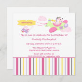 Flugzeughundepilotmädchengeburtstags-Party Einladung (Vorne/Hinten)