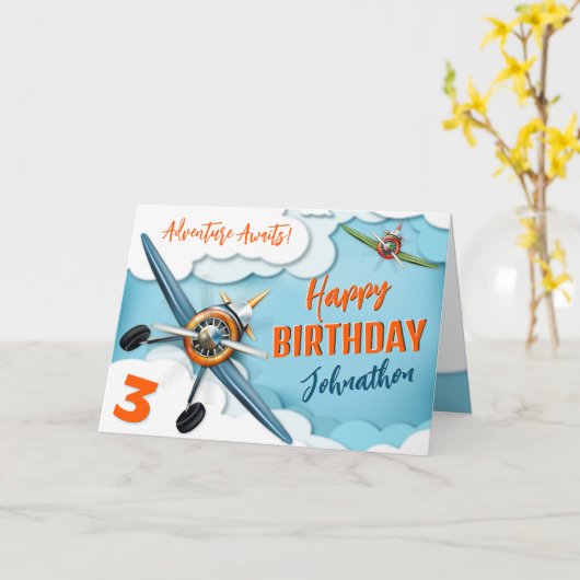 Flugzeugkämpfer Pilot Junge Geburtstag Karte (Gelbe Blume)