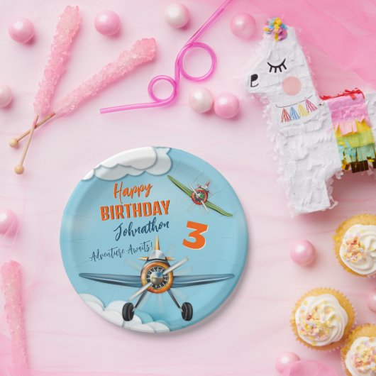 Flugzeugkämpfer Pilot Junge Geburtstag Pappteller (Party)