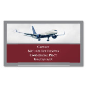 Flugzeugkapitän von Red Airplane Flugzeug Sky Magnetische Visitenkarte (Vorderseite)