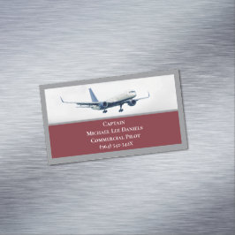 Flugzeugkapitän von Red Airplane Flugzeug Sky Magnetische Visitenkarte