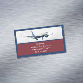 Flugzeugkapitän von Red Airplane Flugzeug Sky Magnetische Visitenkarte