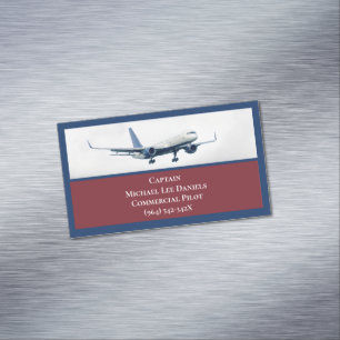 Flugzeugkapitän von Red Airplane Flugzeug Sky Magnetische Visitenkarte