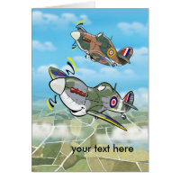 Flugzeugkarikatur ww2 Kämpfer Grußkarte