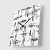 Flugzeugkonzept 1 Wandleuchte Quadratische Wanduhr (Winkel)