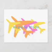 Flugzeugmodi Orange-Gelb-Rosa Pilotreise Postkarte (Vorderseite)