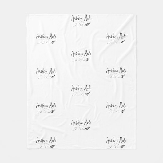 Flugzeugmodus mit Herz in Schwarz Fleecedecke (Vorderseite)