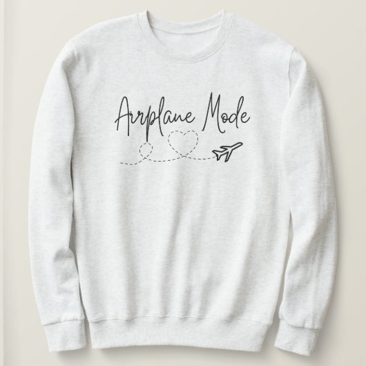 Flugzeugmodus mit Herz in Schwarz Sweatshirt (Design vorne)