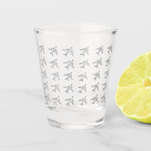Flugzeugmuster-Brille Schnapsglas (Vorderseite)