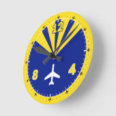 Flugzeugmuster Runde Wanduhr (Winkel)