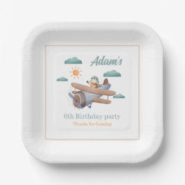 Flugzeugpapiertafel 6. Geburtstagsparty Pappteller