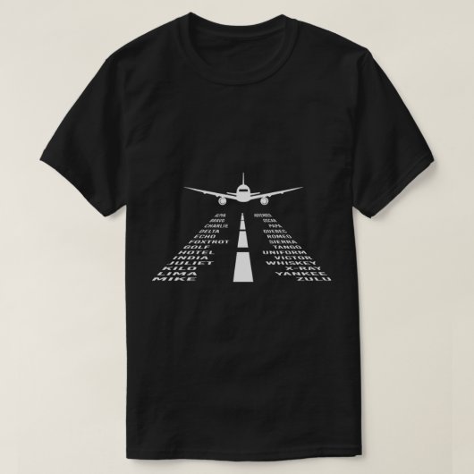 Flugzeugphonetik-Alphabet-Pilot-Geschenk T-Shirt (Design vorne)