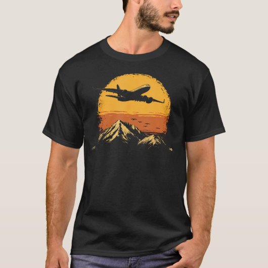 Flugzeugpilot Berge Vintage T-Shirt (Vorderseite)