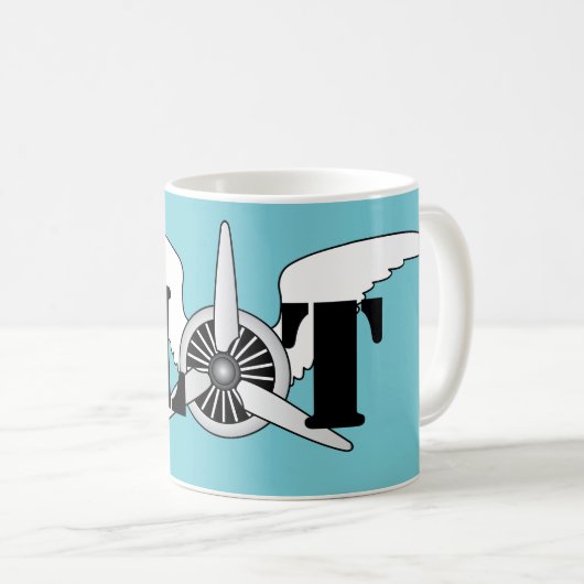 Flugzeugpilot Luftfahrtanzeiger mit anschaulicher Kaffeetasse (VorderseiteRechts)