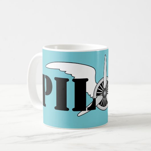 Flugzeugpilot Luftfahrtanzeiger mit anschaulicher Kaffeetasse (Vorderseite Links)