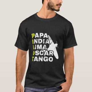 Flugzeugpilot phonetisches Alphabet Papa Indien Li T-Shirt