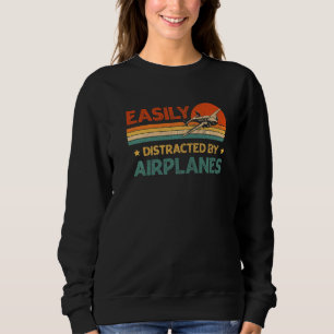 Flugzeugpilot Vintage Retro Leicht Ablenkbar Durch Sweatshirt