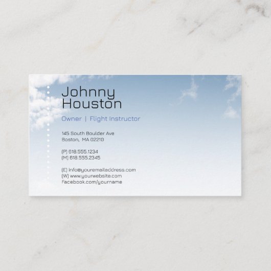 Flugzeugpilotenschule | Lehrer Visitenkarte (Rückseite)