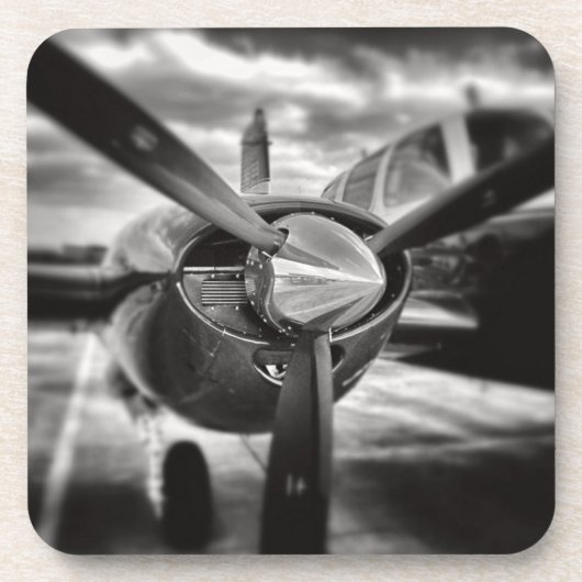 Flugzeugpropeller Schwarz und Weiß Getränkeuntersetzer (Vorderseite)