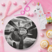 Flugzeugpropeller Schwarz und Weiß Pappteller (Party)