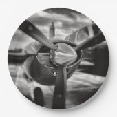 Flugzeugpropeller Schwarz und Weiß Pappteller (Vorderseite)