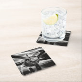 Flugzeugpropeller Schwarz und Weiß Rechteckiger Pappuntersetzer (Vor Ort)