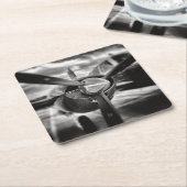 Flugzeugpropeller Schwarz und Weiß Rechteckiger Pappuntersetzer (angewinkelt)