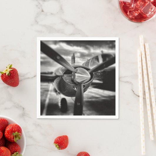 Flugzeugpropeller Schwarz und Weiß Serviette (Beispiel)