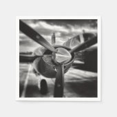 Flugzeugpropeller Schwarz und Weiß Serviette (Vorderseite)