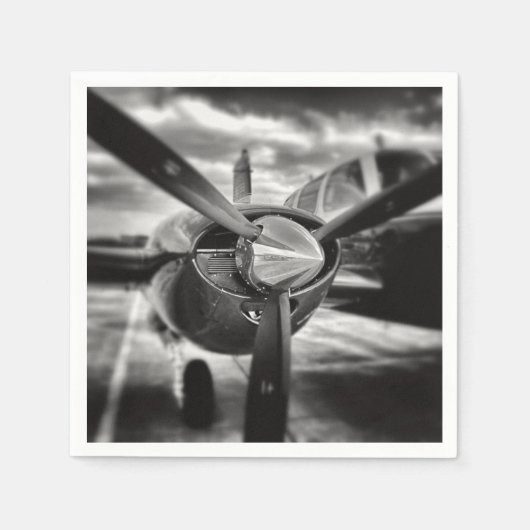 Flugzeugpropeller Schwarz und Weiß Serviette (Vorderseite)