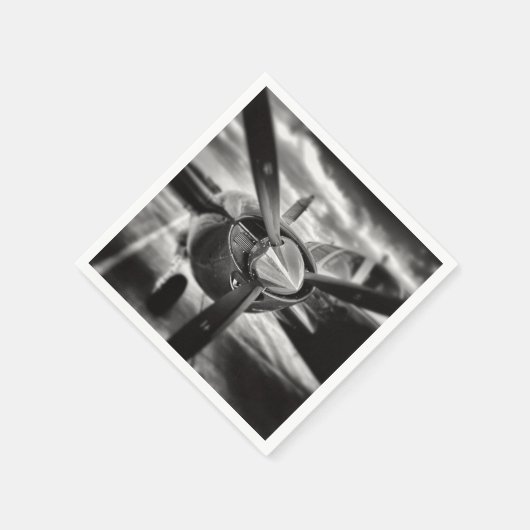 Flugzeugpropeller Schwarz und Weiß Serviette (Ecke)