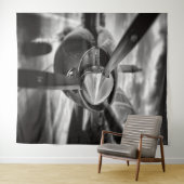Flugzeugpropeller Schwarz und Weiß Wandteppich (Beispiel (Horizontal))