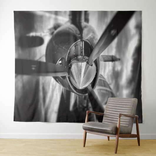 Flugzeugpropeller Schwarz und Weiß Wandteppich (Beispiel (Horizontal))