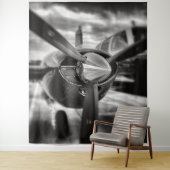 Flugzeugpropeller Schwarz und Weiß Wandteppich (Beispiel)