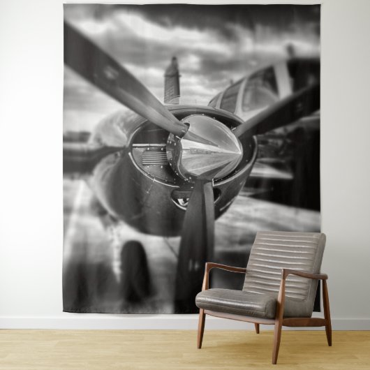 Flugzeugpropeller Schwarz und Weiß Wandteppich (Beispiel)