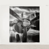 Flugzeugpropeller Schwarz und Weiß Wandteppich (Vorderseite)