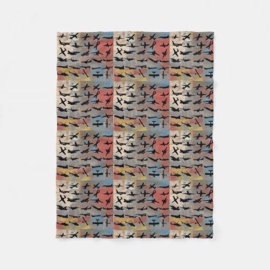 Flugzeugsilhouette Fleecedecke (Vorderseite)