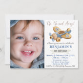 Flugzeugspielzeug 1. Geburtstag mit Ihrem Foto Einladung (Vorderseite)