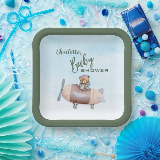 Flugzeugträger-Babyduschplatte Pappteller (Party)