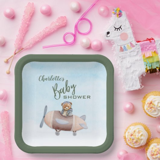 Flugzeugträger-Babyduschplatte Pappteller (Party)