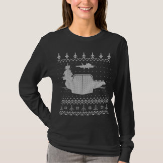 Flugzeugträger Ugly Christmas Sweater Design T-Shirt