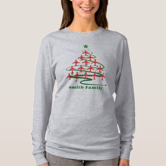 Flugzeugweihnachtsbaum und Familienname, Minimalis T-Shirt (Vorderseite)