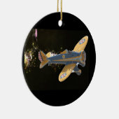 Flugzeugweihnachtsverzierung Keramik Ornament (Rechts)