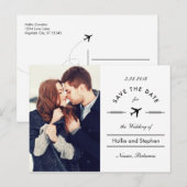 Flugziel Datum Hochzeitspostkarte Ankündigungspostkarte (Vorne/Hinten)