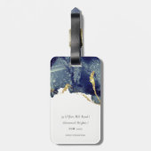 Fluid Abstrakt Alcohol Ink Gold Navy Glitzern Gepäckanhänger (Rückseite vertikal)