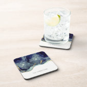 Fluid Abstrakt Alcohol Ink Gold Navy Glitzern Getränkeuntersetzer (Rechte Seite)