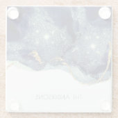 Fluid Abstrakt Alcohol Ink Gold Navy Glitzern Glasuntersetzer (Rückseite)