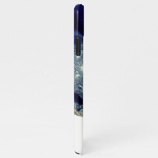 Fluid Abstrakt Alcohol Ink Gold Navy Glitzern iPhone Hülle (Rechte Seite)