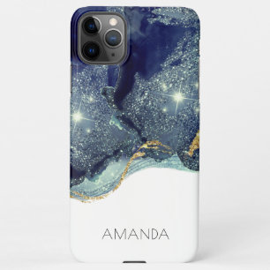 Fluid Abstrakt Alcohol Ink Gold Navy Glitzern iPhone 11Pro Max Hülle